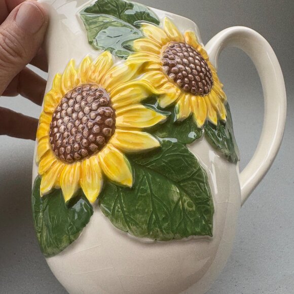 Vintage Otagiri Sunflower Pitcher Juice Or Creamer 5.5” Creative Collection - Picture 2 of 6